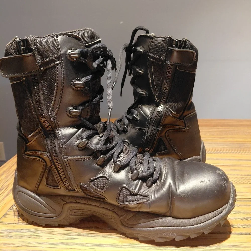 Reebok Rapid Response Boots Size 11 Black Side Zip Composite Toe Tactical RB8874